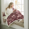Woodland Folk Wine Fleece Heated Throw