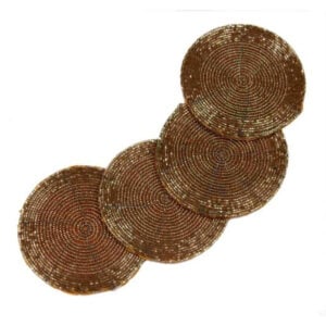 Bliss Beaded Set of Four Coasters in Gold or Silver
