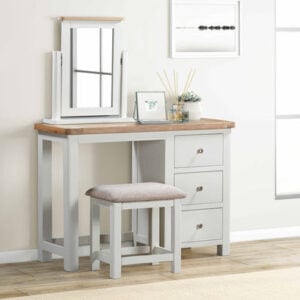 Foxington Painted Oak Dressing Table Set and Mirror – Off White