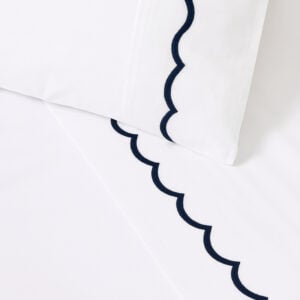 Scalloped Edge Duvet Cover Set in Navy