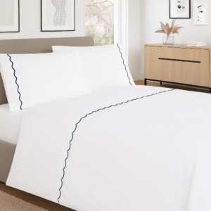 Scalloped Edge Duvet Cover Set in Navy