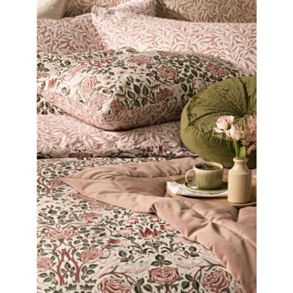 William Morris At Home Rose Pink and Sage Duvet Cover Set - Image 2