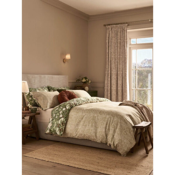 William Morris At Home Strawberry Thief Nettle Green Duvet Cover Set - Image 4