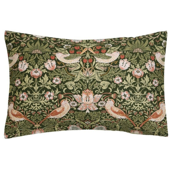 William Morris At Home Strawberry Thief Nettle Green Duvet Cover Set - Image 5