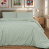 H Monks Stonewashed Duvet Cover Set Green