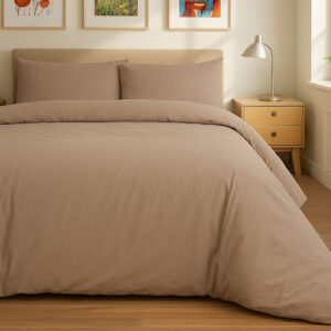 H Monks Stonewashed Duvet Cover Set Taupe