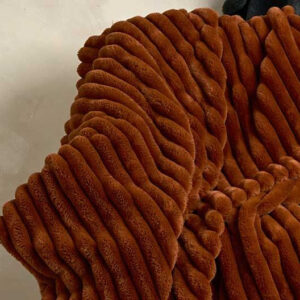 Ribbed Faux Fur Throw In Spice