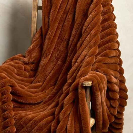 Ribbed Faux Fur Throw In Spice