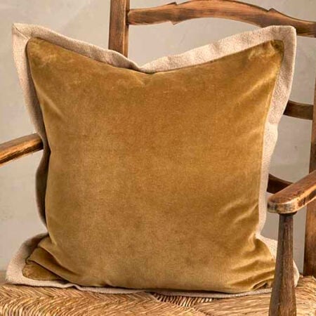 Velvet Flange Cushion In Cumin