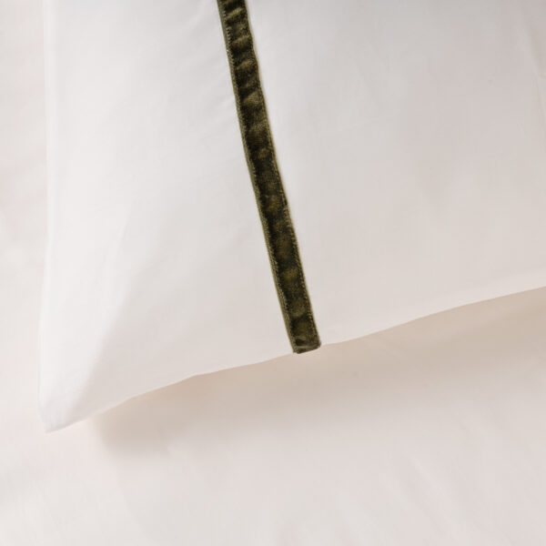 Faux Velvet Green Detail H Monks Velvet Duvet Cover Set - Champagne and Green