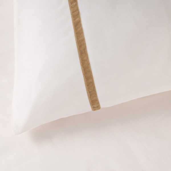 H Monks Velvet Duvet Cover Set - White and Latte