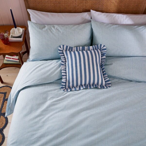 Secret Garden Gingham Duvet Cover Set In Blue