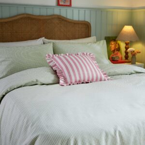 Secret Garden Gingham Duvet Cover Set In Green