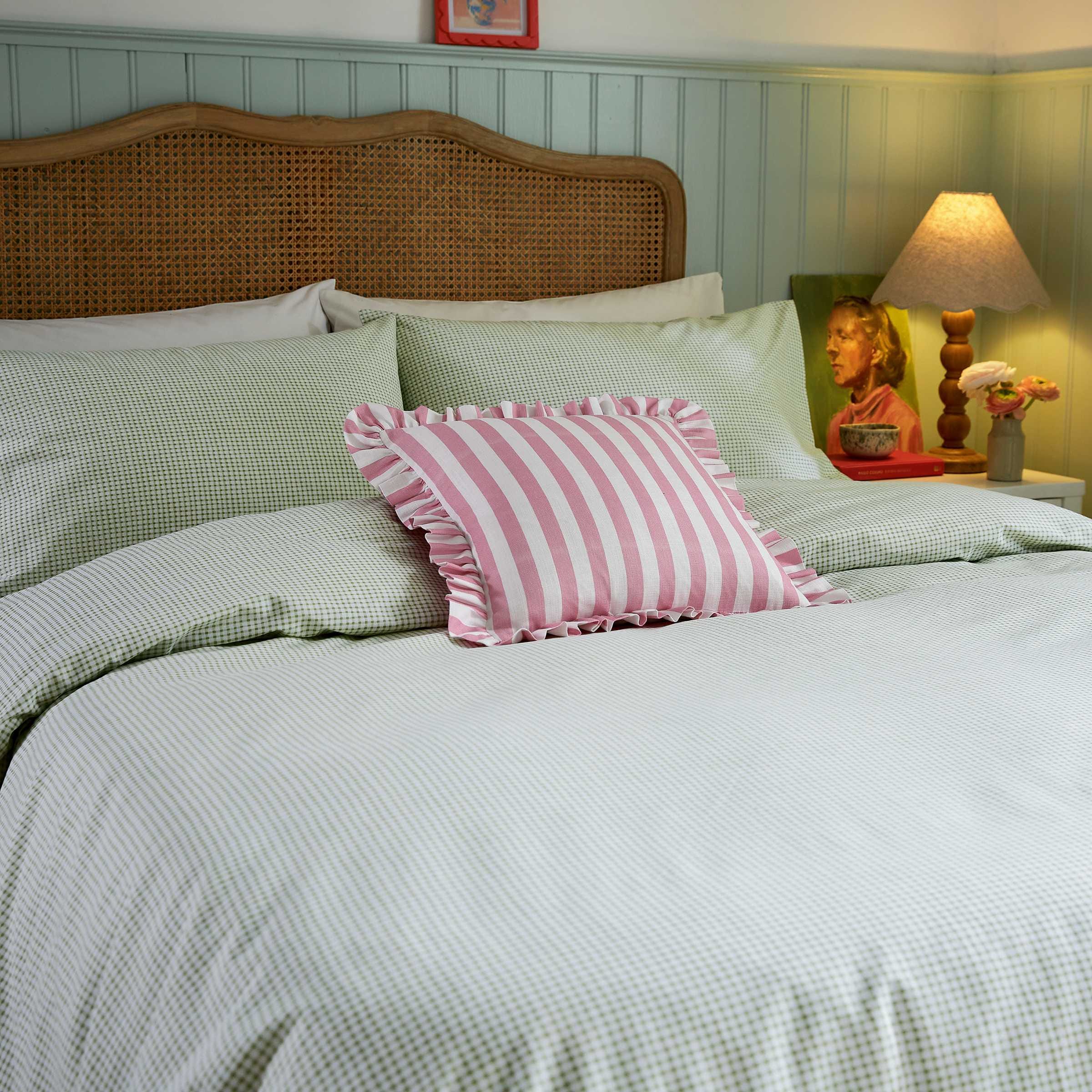 Secret Garden Gingham Duvet Cover Set In Green