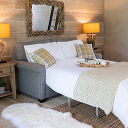 Victoria Bedstead Stone White and Brass