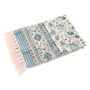 Hand Block Printed Throw Ink Blue