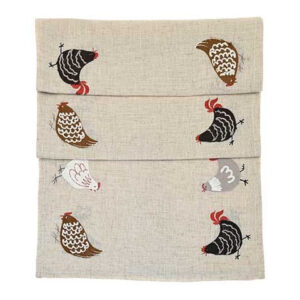 Embroidered Hen Table Runner