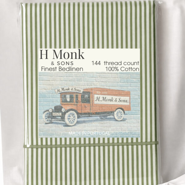 H Monks Exclusive Striped Duvet Cover Set Green