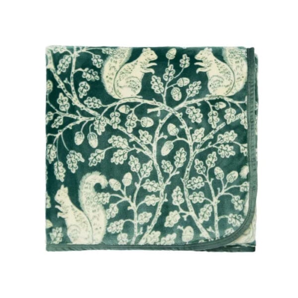 Harvest Moon Squirrels Fleece Throw Green